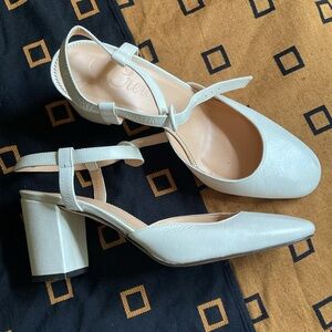 J. Crew Maisie ankle strap pumps in crinkled patent leather Sz 10